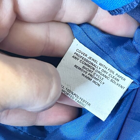 Jessica‎ McClintock Gunne Sax 90s Dress Blue Satin Ruched Strapless Rhinestone - Picture 9 of 10